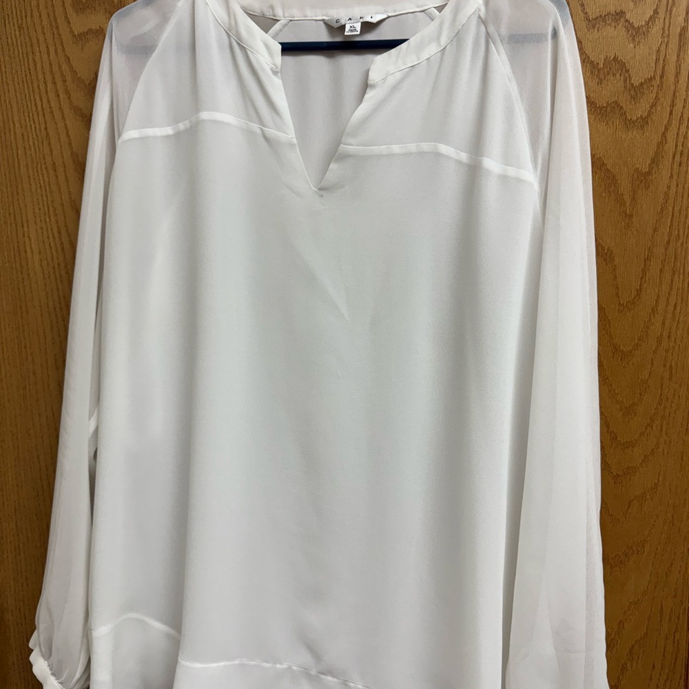 CAbi White Sheer Women's Blouse